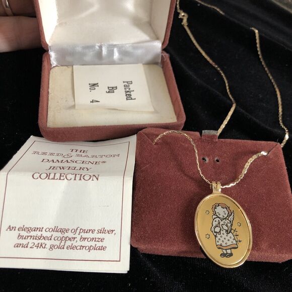 Vintage 24k Vermeil REED & BARTON Damascene Berta Hummel Pendant - Picture 2 of 5